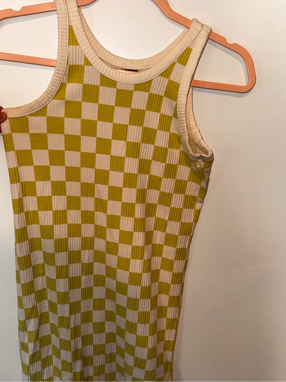 Target white and green Checker Rib Tank Dress